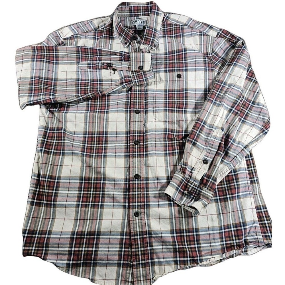 Orvis Plaid Button Down Shirt Mens Large Multicolor Classic Long Sleeve Cotton